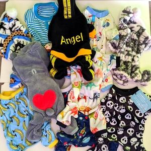 10 piece, some used, most not worn, xx small dog/cat pajama bundle